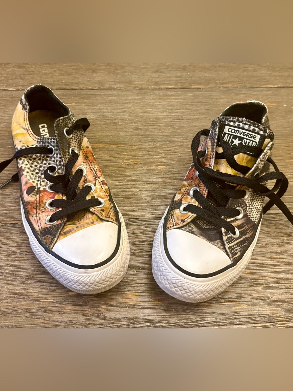 Converse Kids' Multicolor Camo-Print Low Top Sneakers with Black Laces